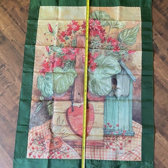 Floral Heart Birdhouse Signed D Knott Spring Decorative House Garden Flag Banner - Picture 4 of 7